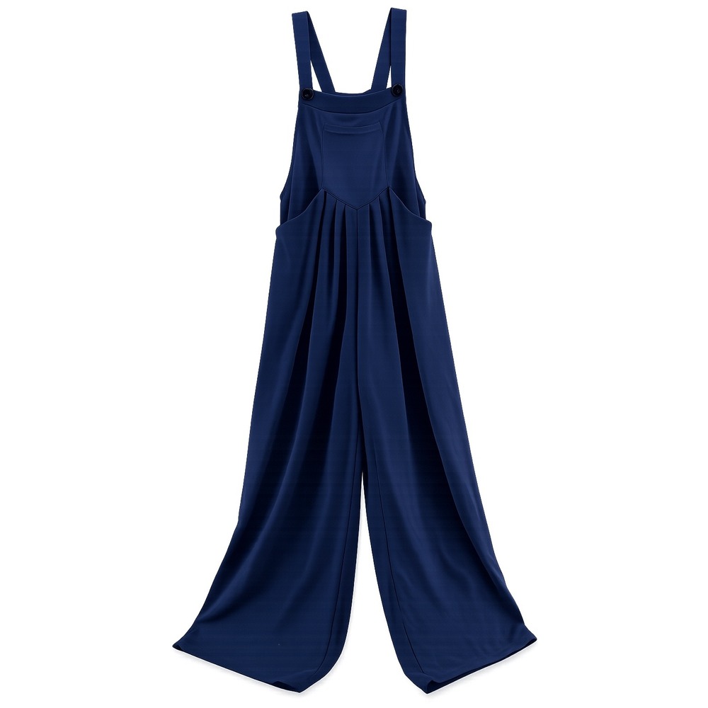 Halara Waffle Knit Overalls Jumpsuit Blue Wide Leg Pleated M
